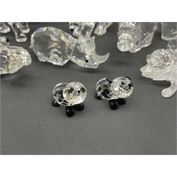 Twenty nine Swarovski Crystal animals, to include koala and baby, in frosted tree branch, elephants, polar bears, squirrel, monkeys, panda, unicorn and snails, etc 