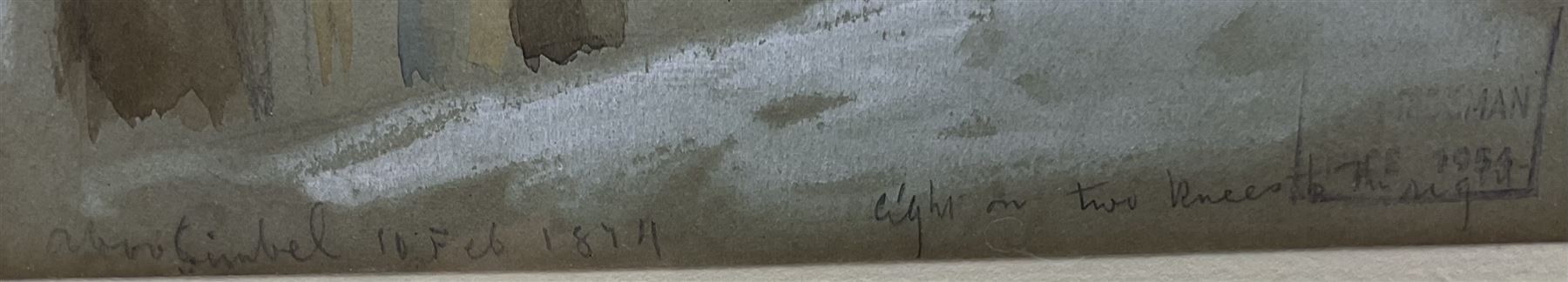 Frederick Arthur Bridgman (USA 1847-1928): 'Four Colossal Statues of Ramesses II', graphite and watercolour heightened in white annotated and dated 10th Feb.1874 authenticated with 1954 studio stamp 9.5cm x 15cm
Provenance: with Agnew's, Old Bond St., London, Stock No. DB5678, label verso