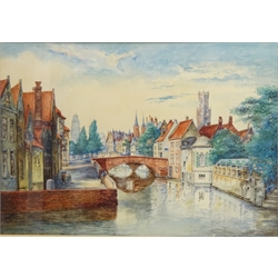  Dutch Canal Scenes, two watercolours singed by Hubert van Hooydonk (Dutch 19th/20th century) 34cm x 49cm (2)  