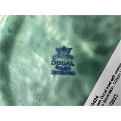 Crown Ducal bowl with orange and teal drip glaze decoration, D25cm H10cm