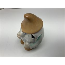 Group of eleven Aquincum of Budapest figures, comprising two of a man in a feather hat, seven dwarves, man and woman in traditional dress, all with printed marks beneath