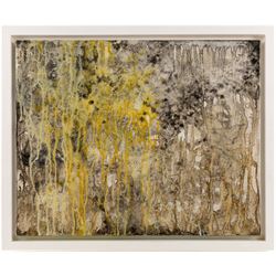 Richard Blades (Scarborough 1963-): 'Autumn's End', acrylic on linen, signed and titled verso 40.5cm x 51cm