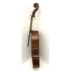 German Saxony three-quarter size cello for restoration, c1920, with 69cm two-piece maple back and ribs and two-piece spruce top, L111cm overall; with bow and canvas carrying case