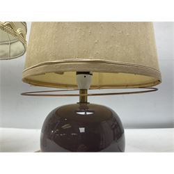 Copeland Spode table lamp with floral decoration, together with another table lamp, largest with shade H57cm