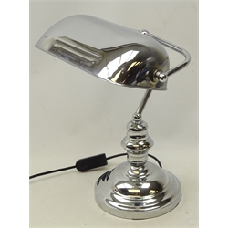  Chrome bankers style desk lamp, H36cm  