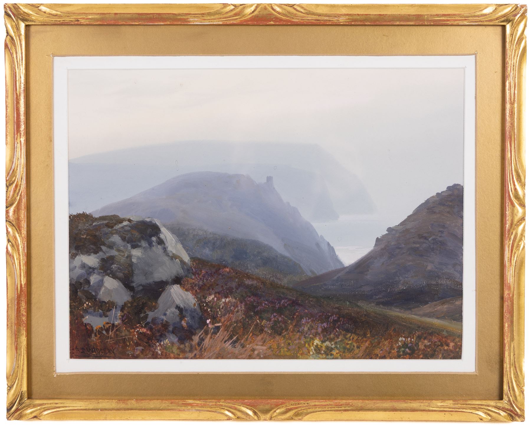 Frederick John Widgery (British 1861-1942): View Towards the Cliffs, gouache signed 21cm x 29cm