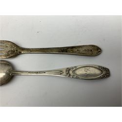 Modern silver mounted blotter, with engine turned decoration, hallmarked Birmingham 1991, small group of silver flatware, and a silver plated cigarette case, approximate weighable silver 71.5 grams