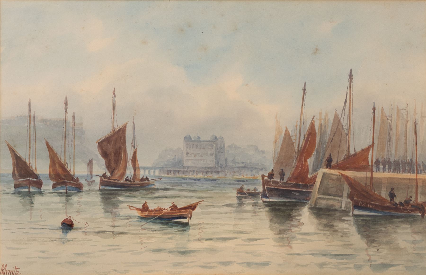 John Wynne Williams (British fl.1900-1920): Whitehead Hill and St Marys Steps, pair watercolours signed 24cm x 15cm; Austen Smith (British Early 20th Century): View towards Scarborough Castle, watercolour signed and dated 1913, 10.5cm x 17.5cm; A Smith (British Early 20th Century): Scarborough Harbour Scenes, pair watercolours signed 22cm x 34.5cm (5)