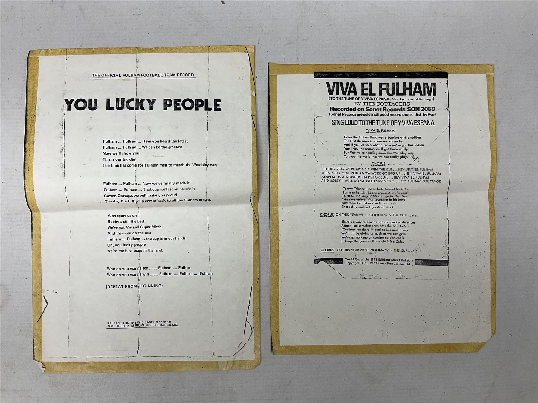 Fulham F.C. programmes - twenty-seven home matches 1949/50 - 1957/58; and two photocopies of memorabilia items