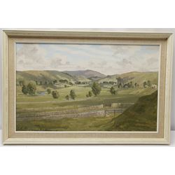 Claude Horsfall (British 1907-2003): 'Wharfedale from Dead Man's Hill' & 'Conistone Bridge and Kilnsey Crag', pair oils on board signed, original title labels verso 36cm x 59cm (2)