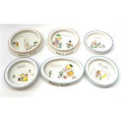 A group of Six Shelley Mabel Lucie Attwell baby plates, each with printed mark beneath. 