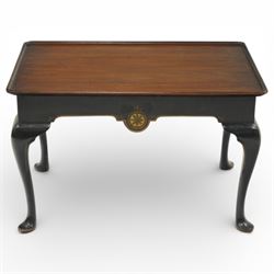 18th century and later mahogany silver table, rectangular top with rounded corners, raised...
