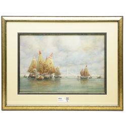 Arthur Trevor Haddon (British 1864-1941): Sailing Ships and Gondoliers - Venice, watercolour signed 32cm x 47cm