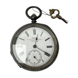 Silver cased pocket watch, hallmarked, the dial marked Kay's ''Perfection Lever'' Swiss Made