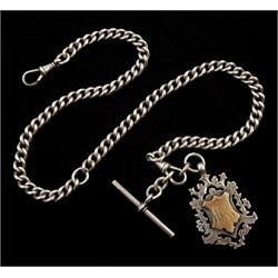 Edwardian silver Albert chain, markers mark H.P., Birmingham 1903, with silver fob medal by William Hair Haseler, Birmingham 1902