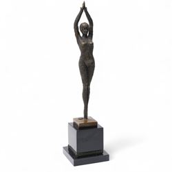 After Dimitri Chiparus - Starfish Dancer, art deco style bronze upon black marble plinth, ...