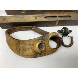 Framed picture of gentleman in military dress, 'killed in action in France' May 3rd 1915, two antique spirit levels, coins in a leather case and other collectables