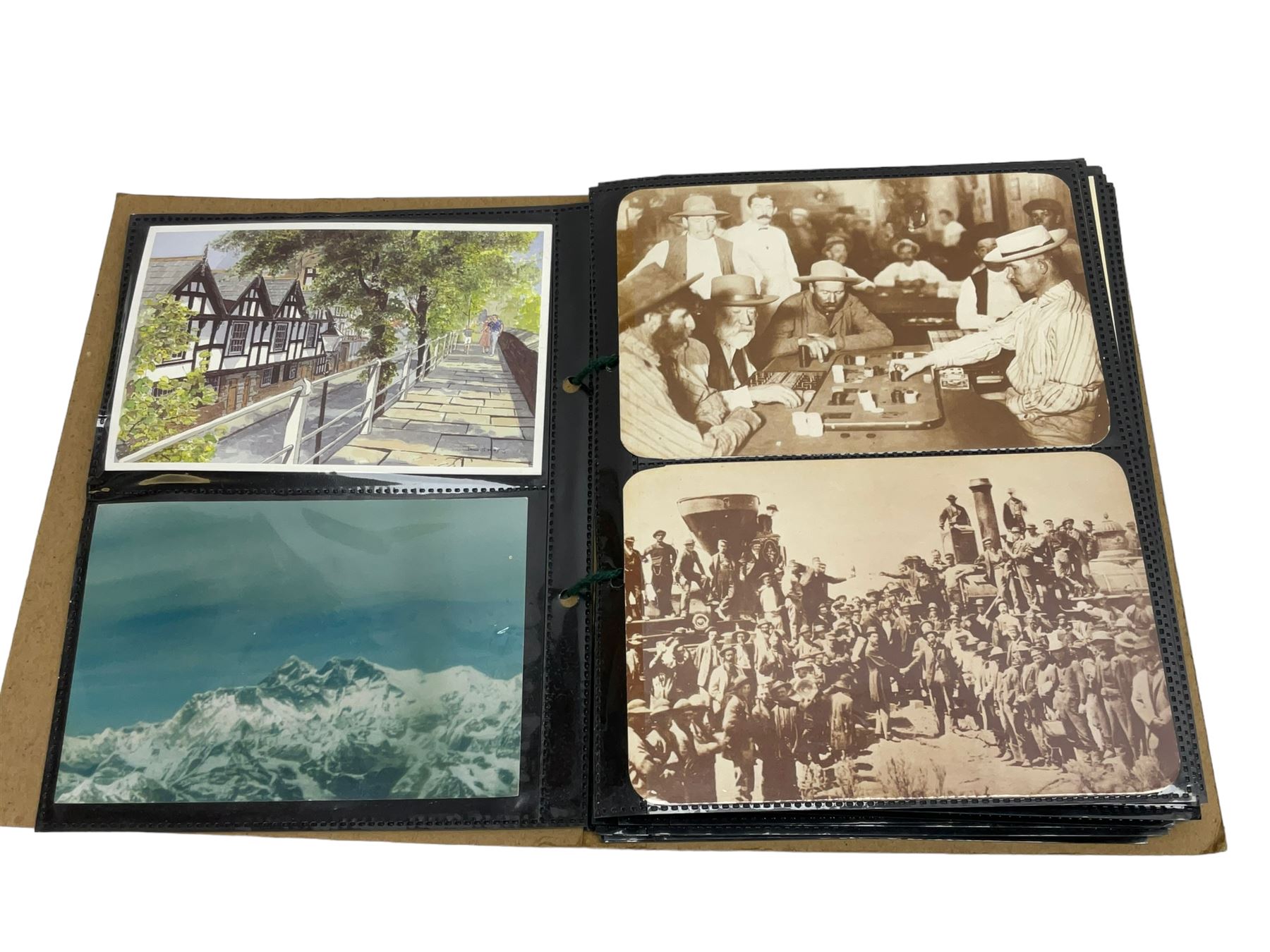 Album of Victorian and later Postcards, including WWII silk embroidered postcards, various ships, cartoons etc 