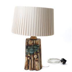 Bernard Rooke (b1938) - Brutalist stoneware table lamp and shade H50cm overall, impressed ...