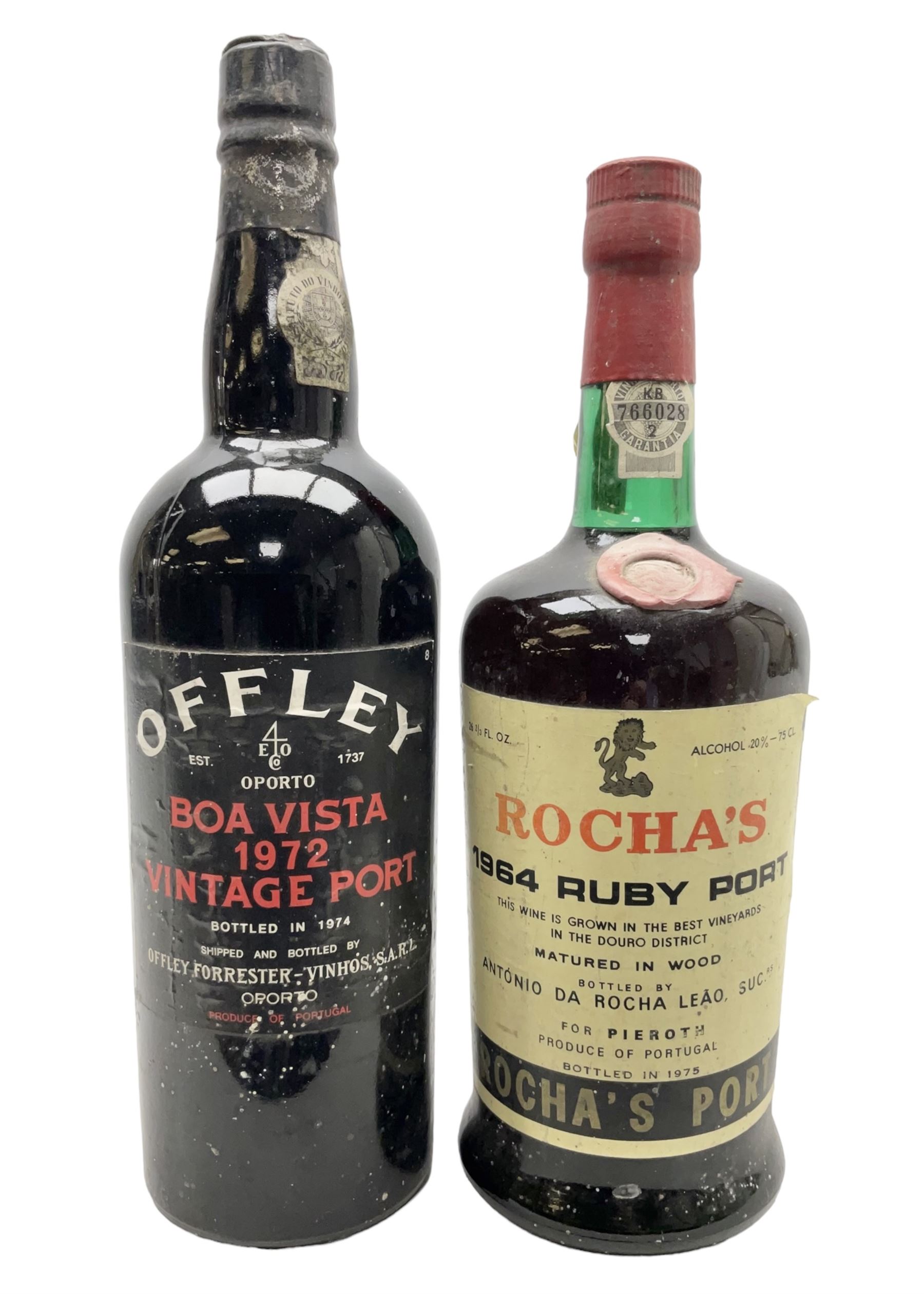 Offley Bon Vista, 1972, vintage port, unknown contents and proof and Rocha's 1964, Ruby Port, 75cl 20% proof (2)