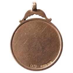 9ct rose gold enamelled 'Leeds & Dist Rugby League Championship' fob medallion, Birmingham 1928
