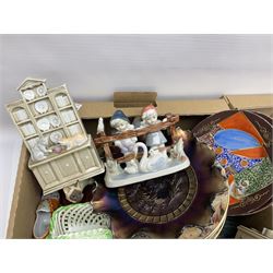 Collection of crested ware, together with Wedgwood Jasperware trinket boxes and other collectables in three boxes   