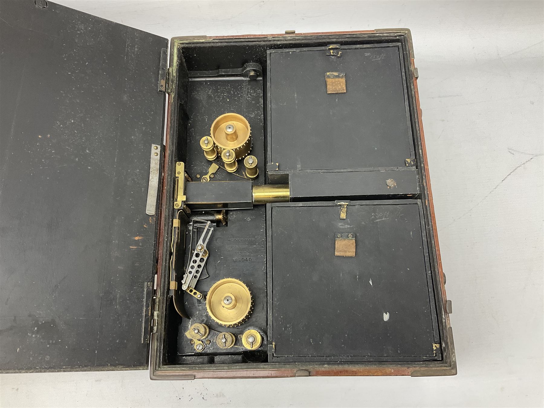 19th Century 'Empire cinematograph camera No.3, Manufactured by W.Butcher & Sons ltd'  in a wooden box with hinged handle 