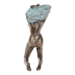 After Miguel Fernando Lopez bronze nude, modelled as a kneeling woman, signed Milo, H19cm 