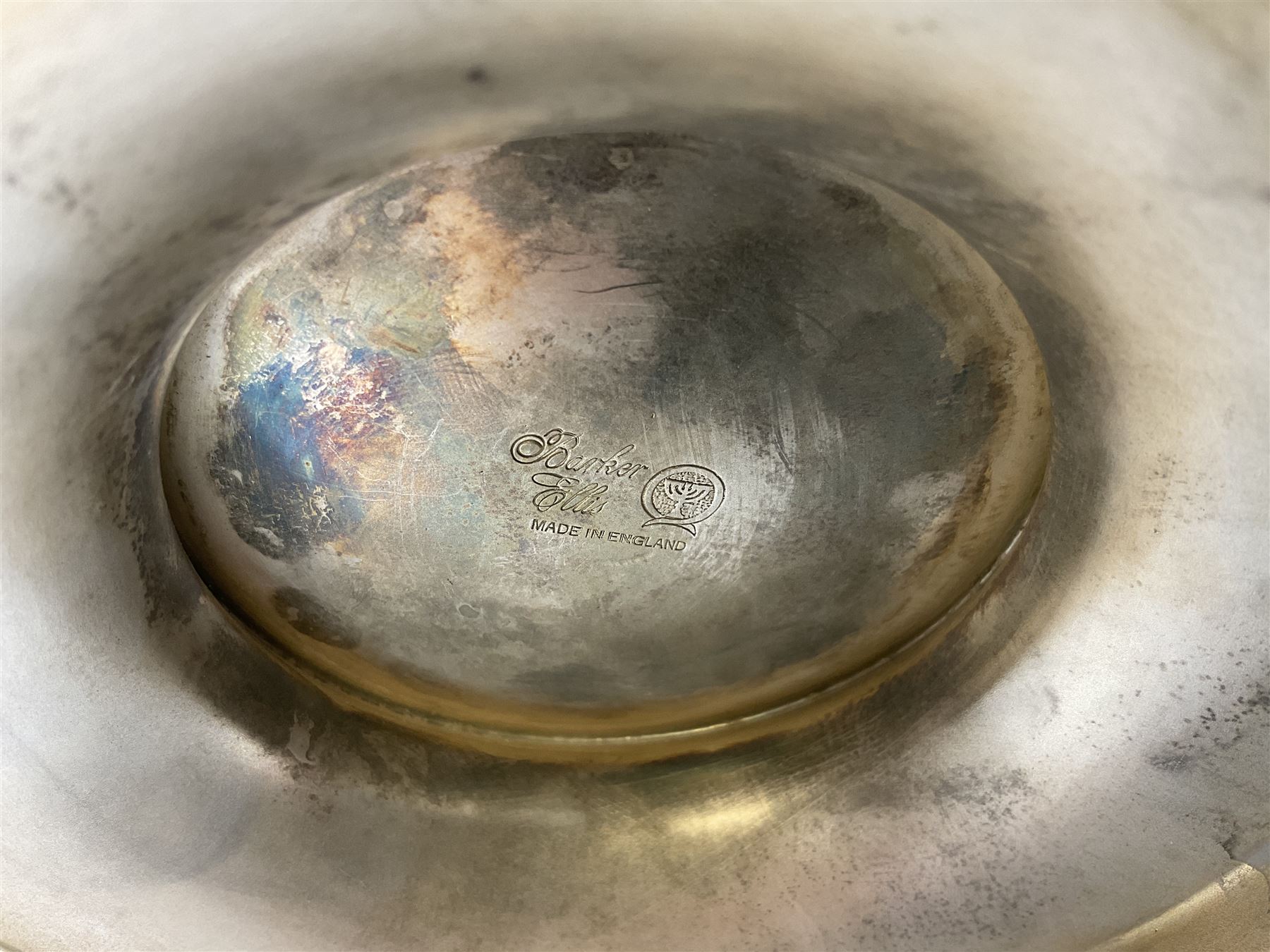 Silver plated Barker Ellis wine cooler of campagna form, the body of part fluted form with twin lion mask modelled handles, upon a circular foot, impressed mark beneath, H22.5cm 