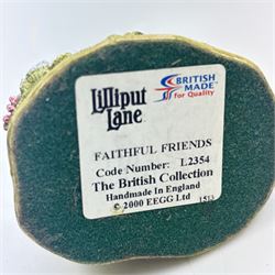 Eighteen Lilliput lanes, including Lundy Lighthouse, Bluebell Wood, St Marys, Winsor Cottage etc, all with original boxes and four limited edition Lilliput Lane prints 