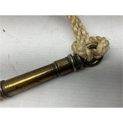 19th Century tipstaff, with brass finial and hardwood handle, L48cm