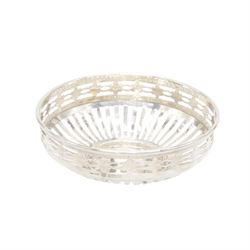 Three mid 20th century silver bowls, including two circular examples with pierced sides and a square example with twin handles, all hallmarked