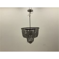 Three contemporary metal beaded chandeliers, approx L60cm excl fitting