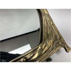 Art Nouveau style mirror in the manner of WMF, decorated with a female figure and floral motifs, the easel support verso with spurious WMF, H35cm