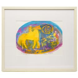 Gillian Ross Kelsey (British 1935-2025): 'The Celtic Horse No 3', mixed media on paper signed and titled in pencil 25cm x 34cm