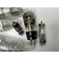 Collection of Osram, Elpico, Sylvania and similar thermionic radio valves/vacuum tubes, including P2, L21, DH77 GK9, U14 and PCLl86, approximately 19 as per list, unboxed