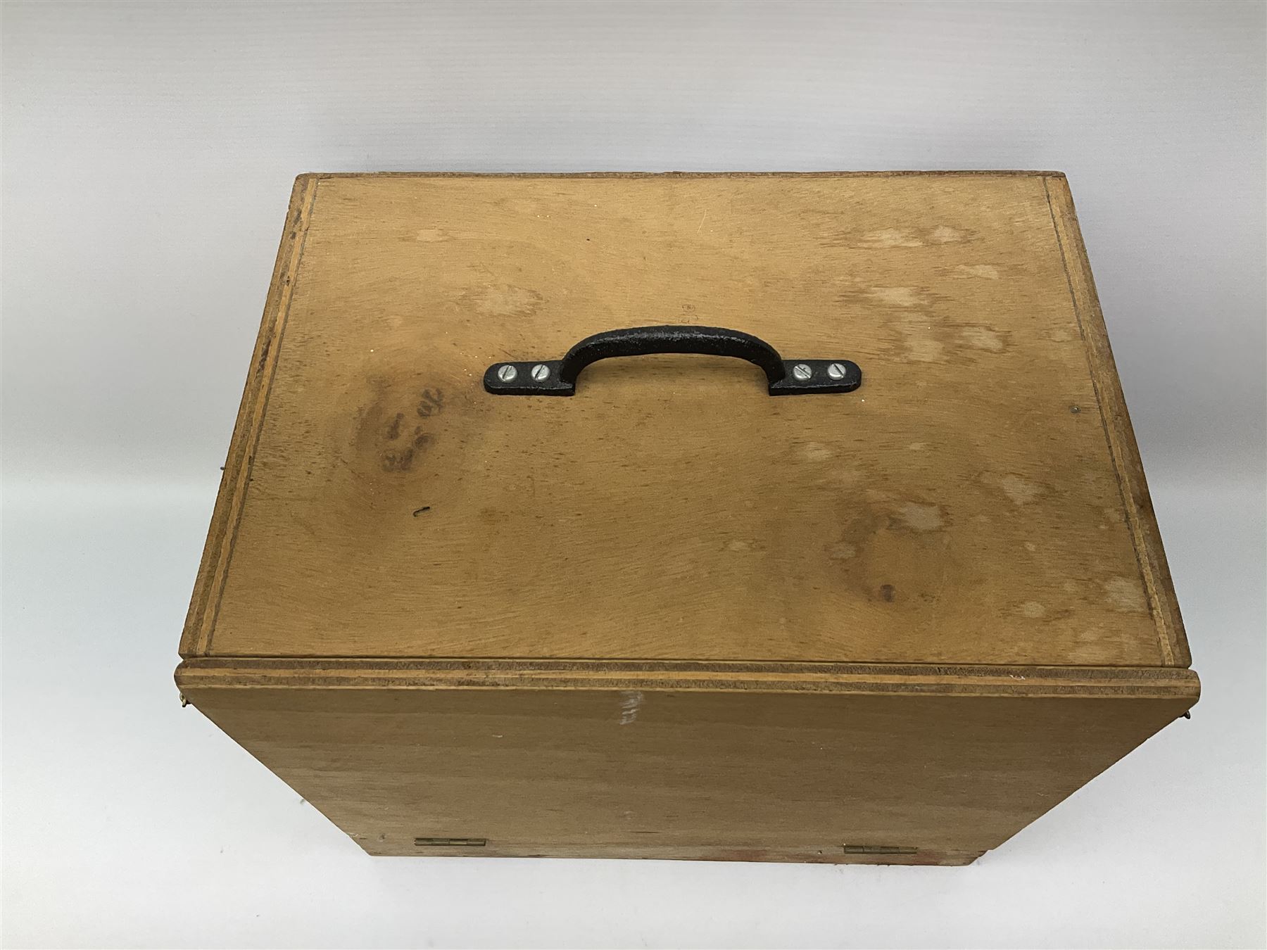 Three drawer collectors cabinet with fall front containing various Great British and World coins including GB pre-decimal coins, King George III 1806 penny, cartwheel pennies etc