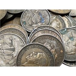 Coins including Elizabeth I 1573 sixpence and other hammered silver coins, commemorative fifty pence pieces with 2003 'Give Women The Vote', 2017 'Benjamin Bunny', 2017 'The Tales of Peter Rabbit', 2019 'Sherlock Holmes', small quantity of Great British pre 1947 silver coins, commemorative crowns, spade guinea style gaming tokens etc