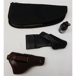  Walther leather holster WPP 02/94 and a Star-1-A fabric holster, both for PKK, soft pistol bag and a qty of Heckler Steel BB's, qty  