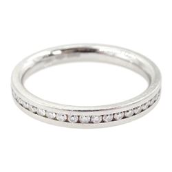 Platinum channel set round brilliant cut diamond full eternity ring, hallmarked, total diamond weight approx 0.20 carat