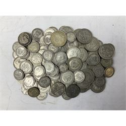 Approximately 930 grams of pre 1947 Great British silver coins, including King George V and King George VI 