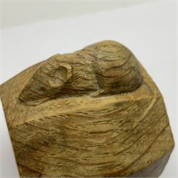 Mouseman - oak napkin ring, octagonal bulbous form carved with mouse signature, by the workshop of Robert Thompson, Kilburn