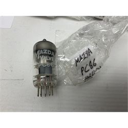 Collection of Mazda thermionic radio valves/vacuum tubes, including PC97, U26, PC86, 30P1G, 30L17, approximately 60 as per list, unboxed