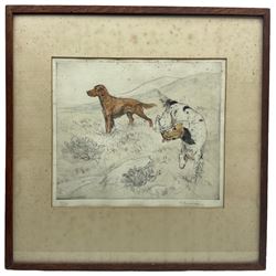 George Vernon Stokes (British 1873-1954): Two Spaniels, coloured etching signed in pencil 25cm x 30cm