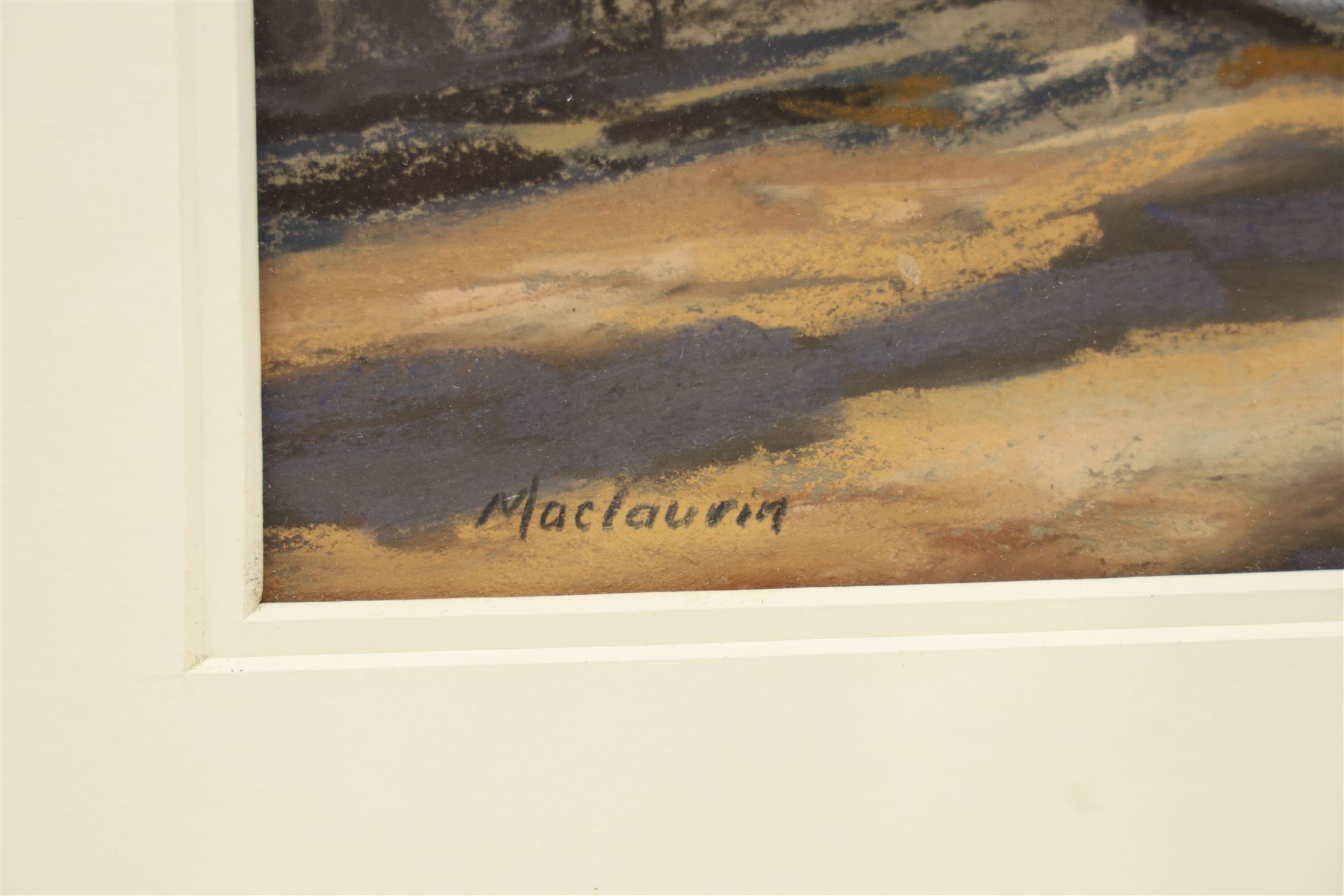Pat Maclaurin (British 1933-2022): 'Camargue Ponies', pastel signed 25cm x 48cm