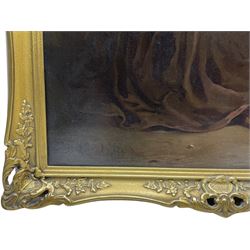 Anton Hölperl (Czech/Austrian 1820-1888): Girls Spinning, Embroidering and Grinding Coffee in Traditional Gowns, set three oils on canvas signed and dated 1863, 57cm x 43cm (3)