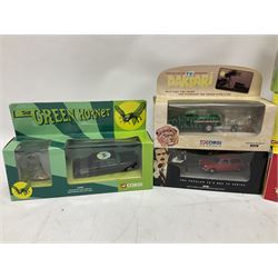 Corgi - seventeen TV/Film related die-cast models including Last of the Summer Wine, Charlie's Angels, Starsky & Hutch, Inspector Morse, Lovejoy, Mr. Bean, Chitty Chitty Bang Bang, Monkees, Fawlty Towers, Green Hornet, Summer Holiday, National Lampoon Vacation etc; all boxed (17)