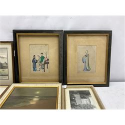Two oriental miniatures, further paintings and prints