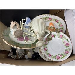 Dolls of the world, together with glass decanters, tea wares and other collectables, in two boxes 