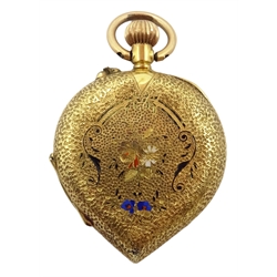  18ct gold and enamel French fob watch stamped 18k no 162271,16.6gm  